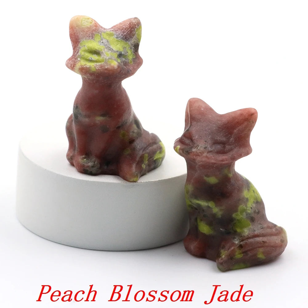 1x Hand-Carved Crystal Fox – 40 mm Figurine (Multi-Stone Collection)