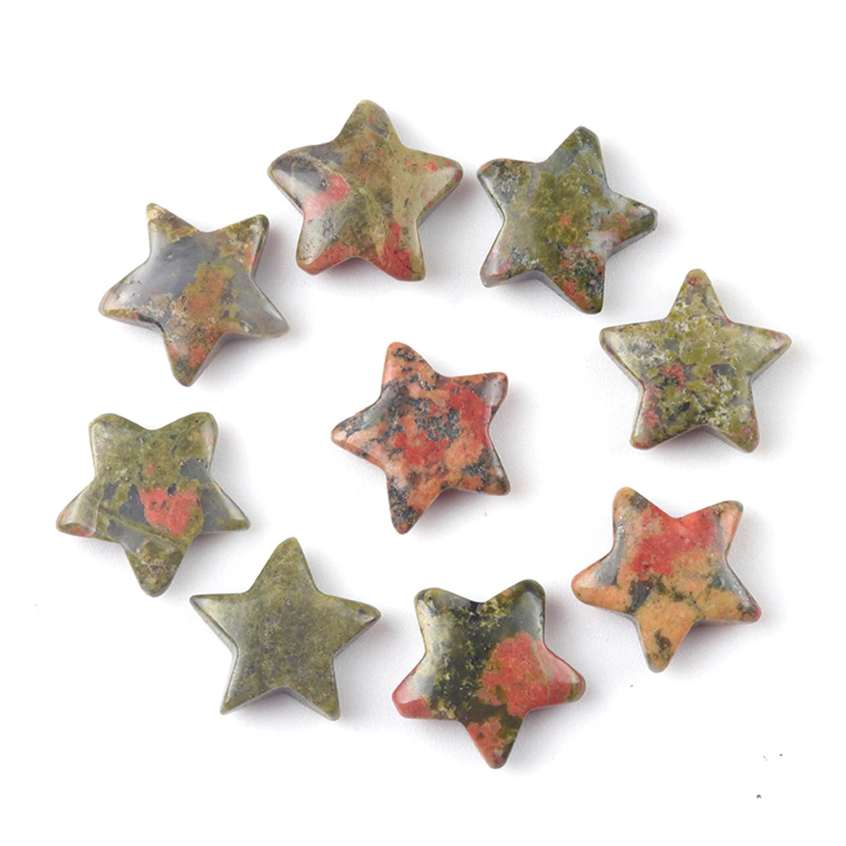 5x Five-Pointed Star Crystal Set – Multi-Stone Collection