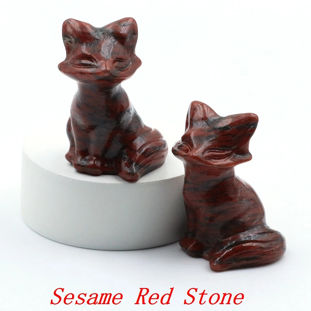 10x Hand-Carved Crystal Fox – 40 mm Figurine (Multi-Stone Collection)