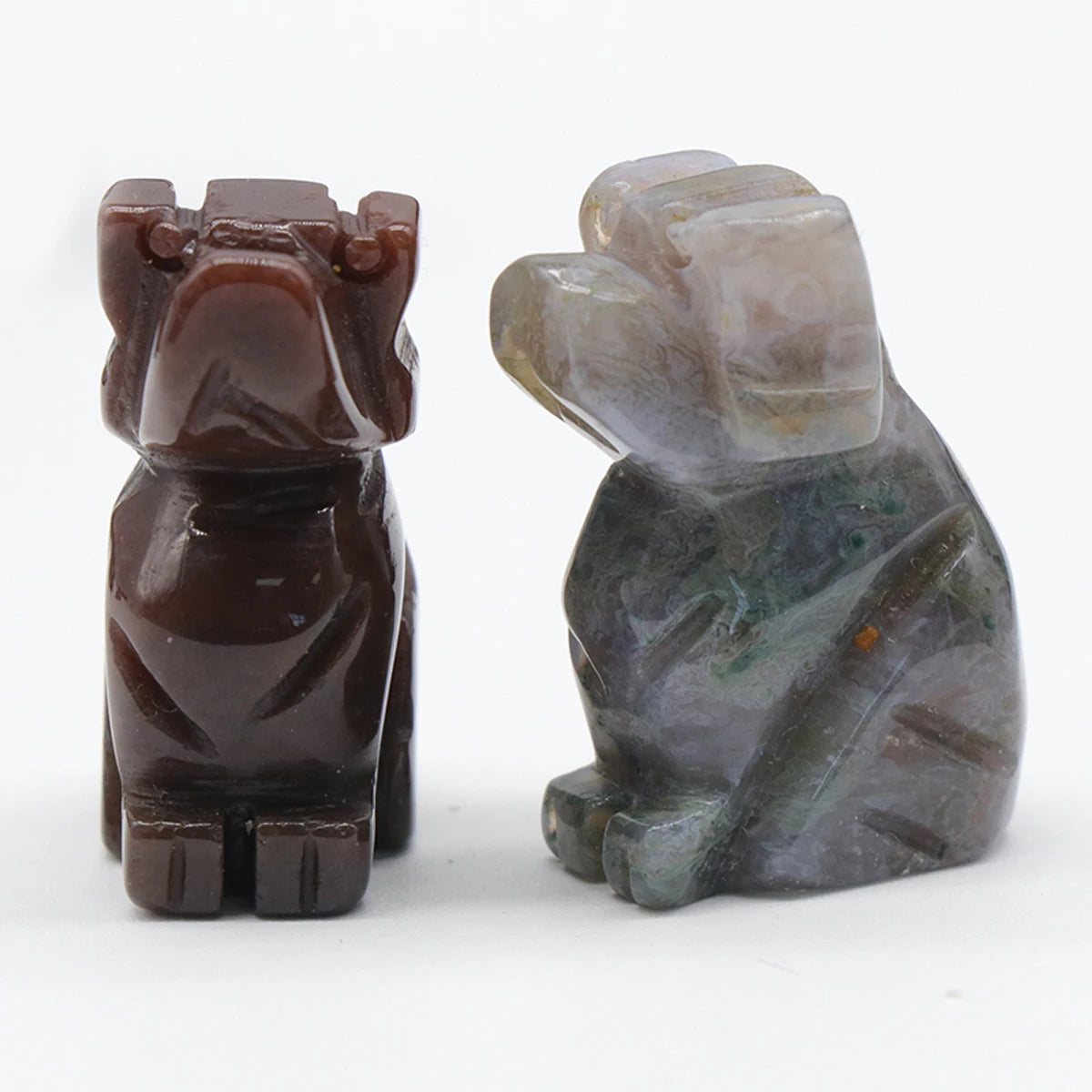 1x Hand-Carved Crystal Dog – 27×17 mm Mini Figurine (Multi-Stone Collection)