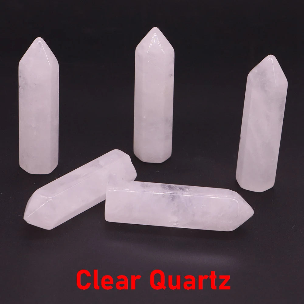5x 40 mm Crystal Point Wand (Quartz Tower) – 30-Color Collection