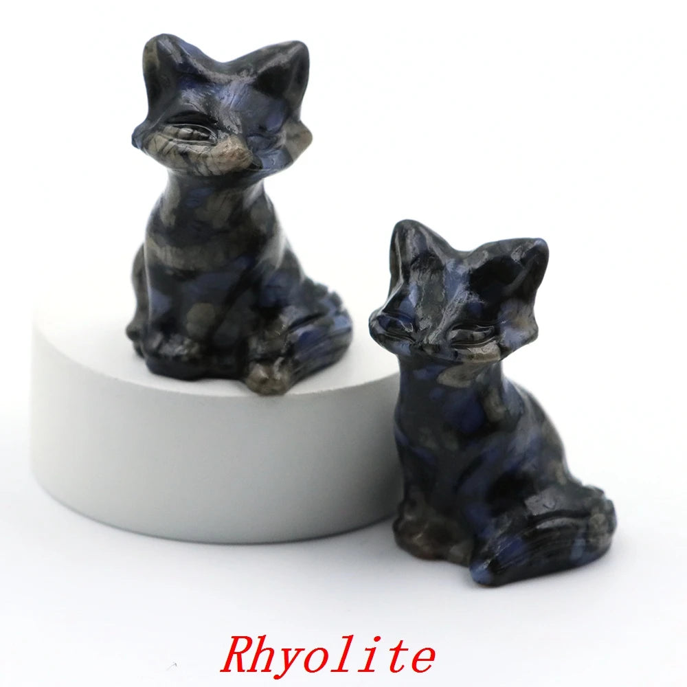 5x Hand-Carved Crystal Fox – 40 mm Figurine (Multi-Stone Collection)