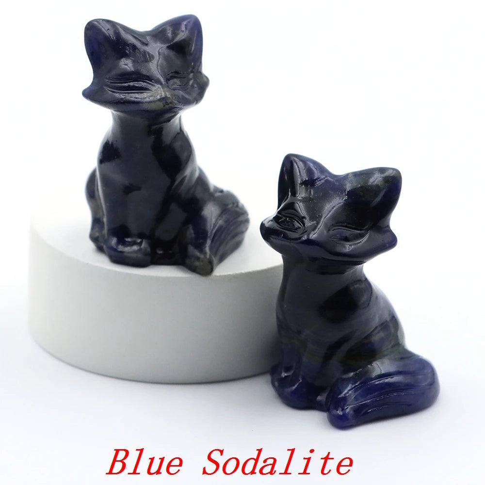 1x Hand-Carved Crystal Fox – 40 mm Figurine (Multi-Stone Collection)