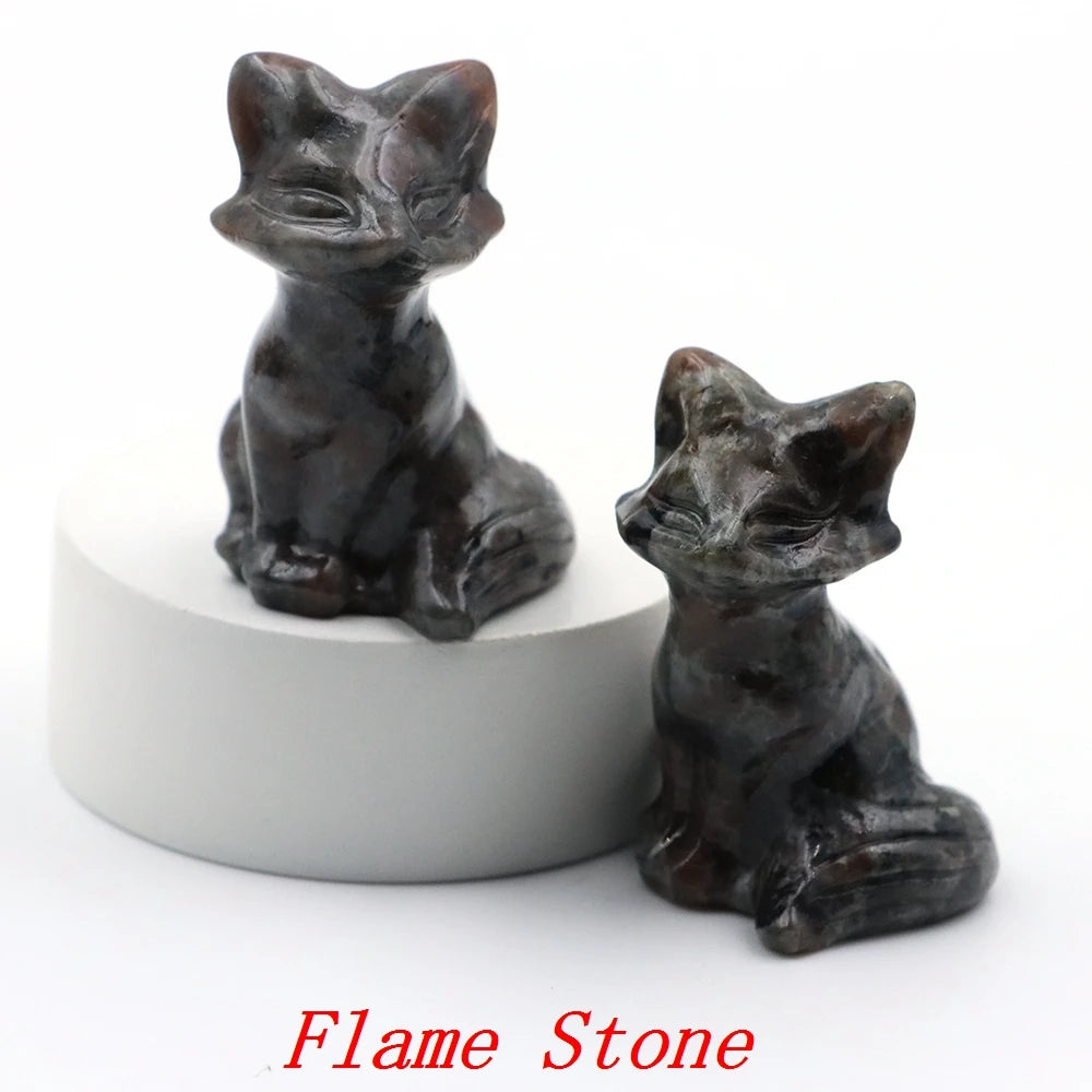 10x Hand-Carved Crystal Fox – 40 mm Figurine (Multi-Stone Collection)