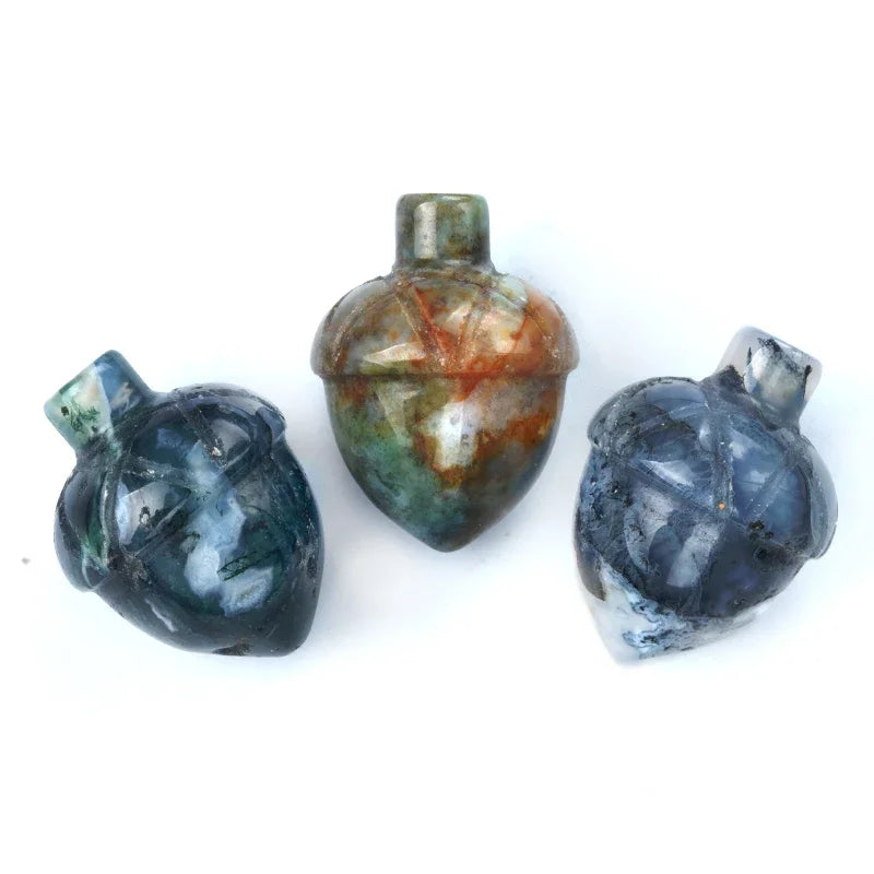 1x Pine Nut (Acorn) Crystal – 20×26 mm Carved Ornament (No Hole)