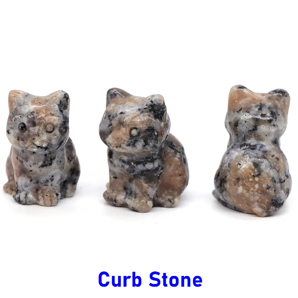 1x Hand-Carved Crystal Cat – 30 mm Mini Figurine (Multi-Stone Collection)