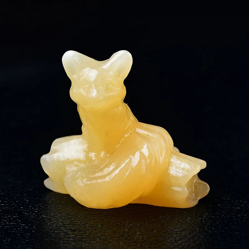 1x Nine‑Tailed Fox Crystal – 40 mm Carved Figurine (Multi‑Stone Collection)