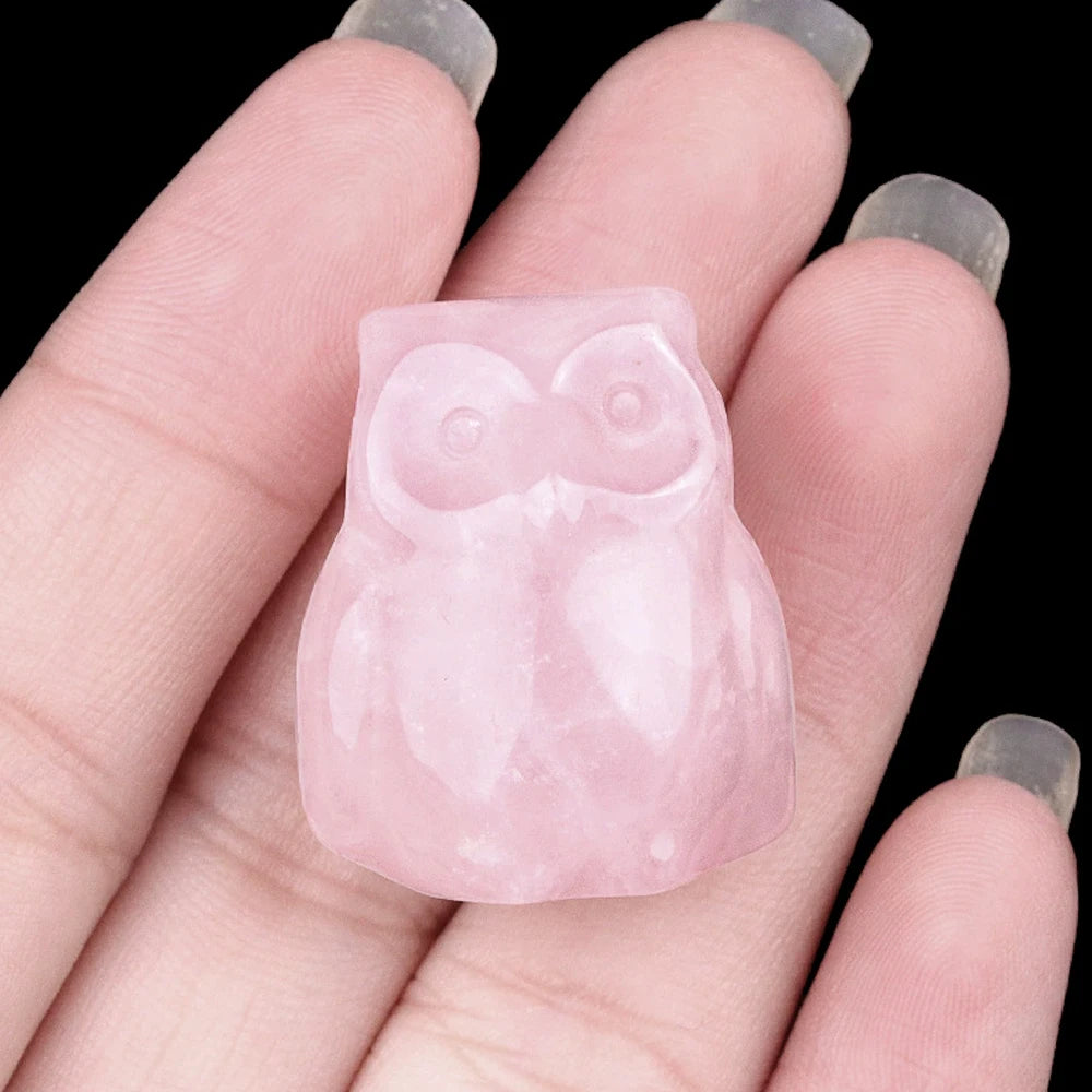 1x Hand-Carved Crystal Owl – 18×27 mm Mini Ornament (Multi-Stone Collection)