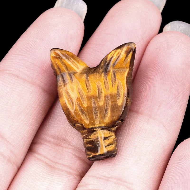 1x 27x25 mm Carved Wolf Head Crystal – Multi-Stone Collection