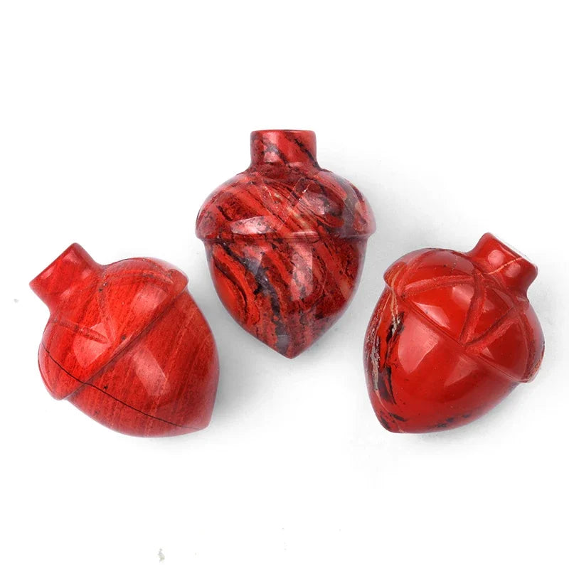 1x Pine Nut (Acorn) Crystal – 20×26 mm Carved Ornament (No Hole)