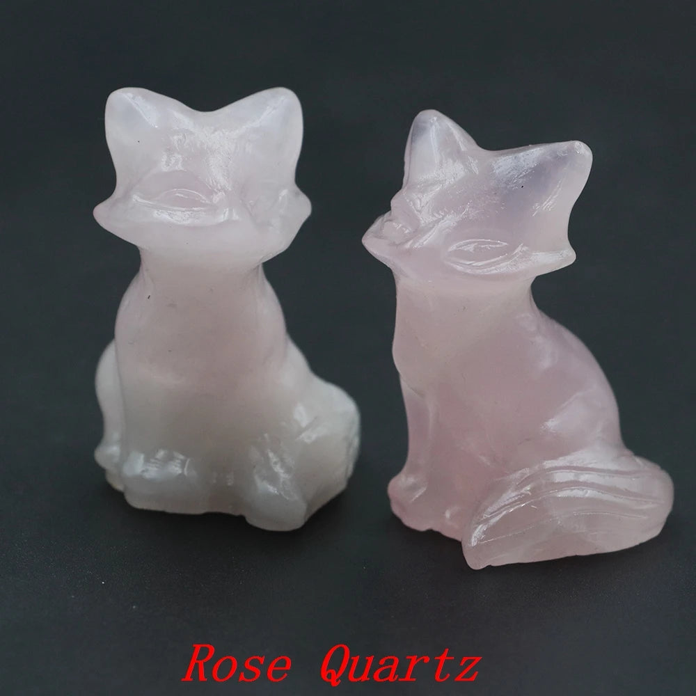 20x Hand-Carved Crystal Fox – 40 mm Figurine (Multi-Stone Collection)
