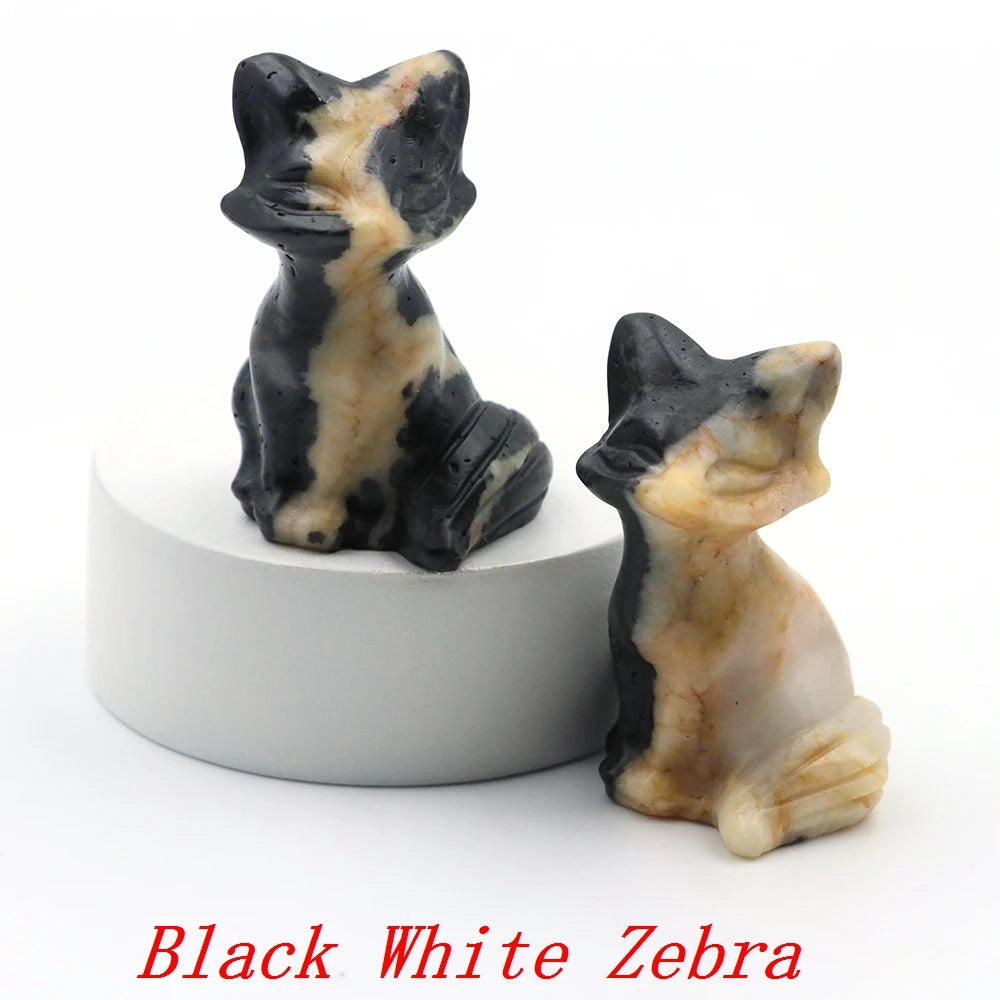 5x Hand-Carved Crystal Fox – 40 mm Figurine (Multi-Stone Collection)