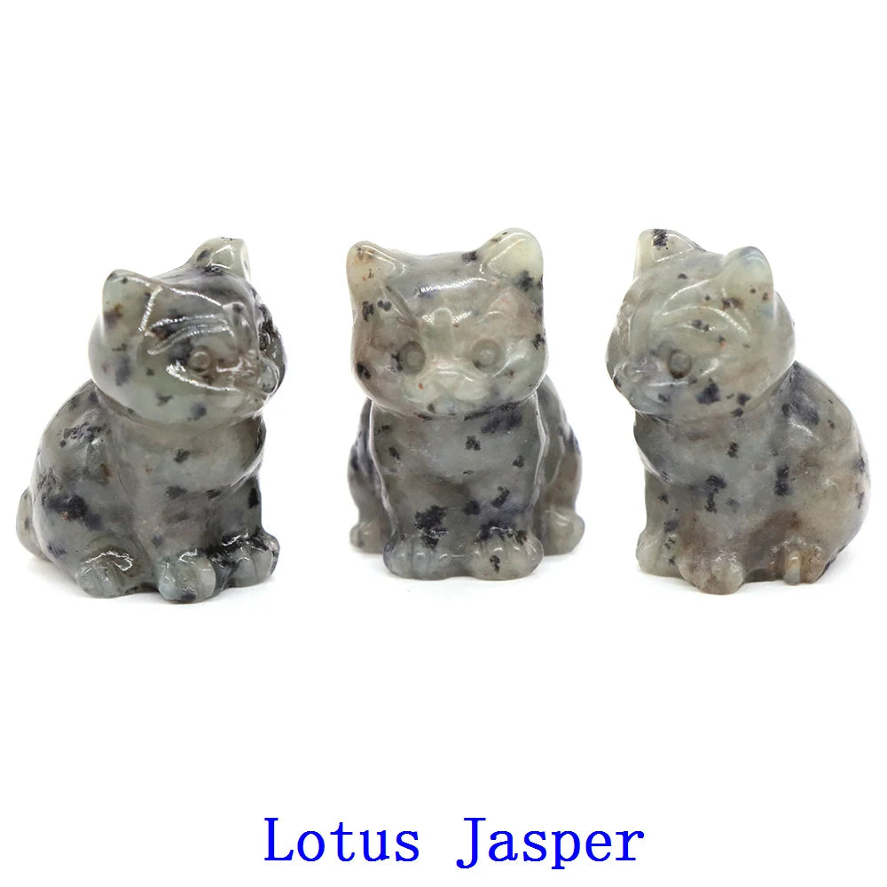 10x Hand-Carved Crystal Cat – 30 mm Mini Figurine (Multi-Stone Collection)