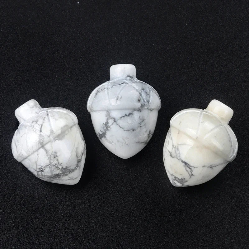 1x Pine Nut (Acorn) Crystal – 20×26 mm Carved Ornament (No Hole)