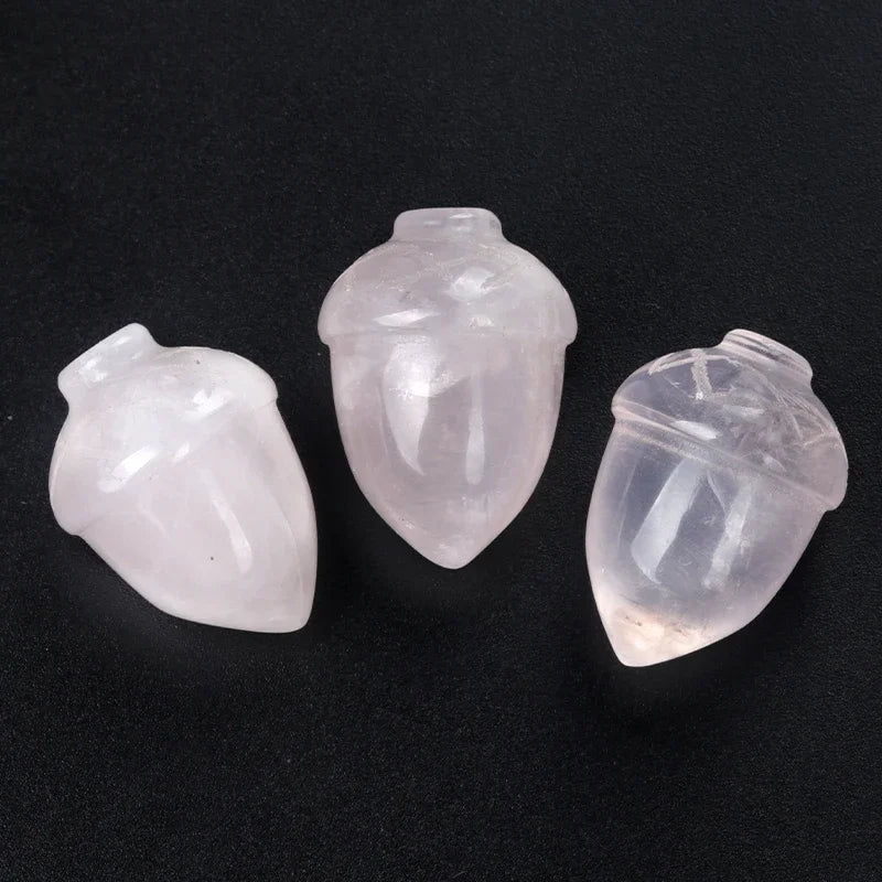 1x Pine Nut (Acorn) Crystal – 20×26 mm Carved Ornament (No Hole)