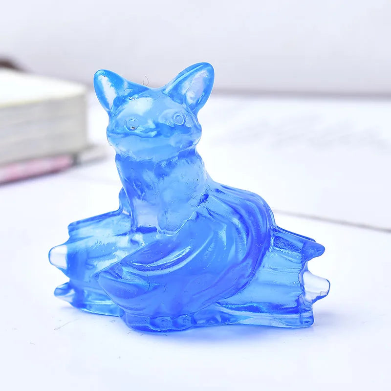 1x Nine‑Tailed Fox Crystal – 40 mm Carved Figurine (Multi‑Stone Collection)