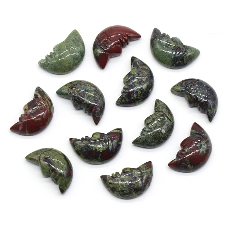 1x Hand-Carved Crystal Moon – 25×15×7 mm Mini Ornament (Multi-Stone Collection)