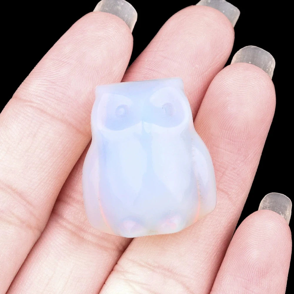 1x Hand-Carved Crystal Owl – 18×27 mm Mini Ornament (Multi-Stone Collection)