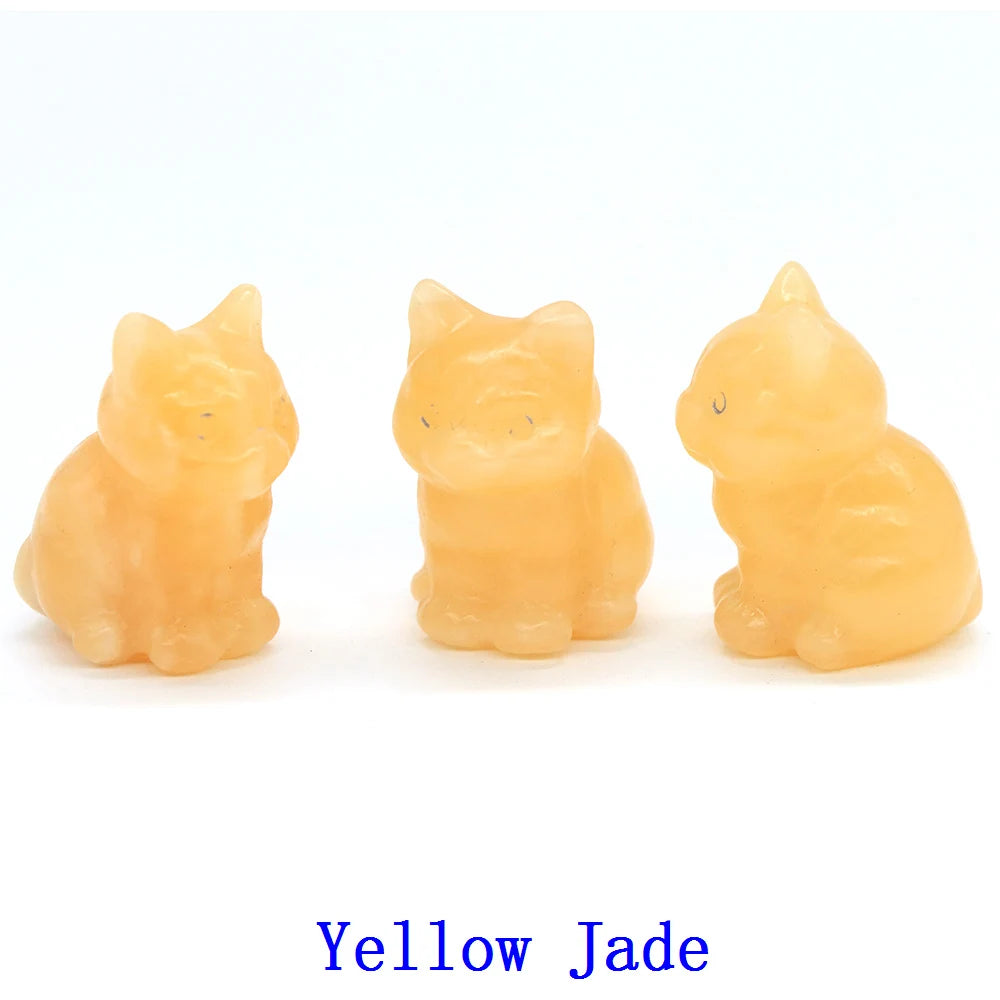 10x Hand-Carved Crystal Cat – 30 mm Mini Figurine (Multi-Stone Collection)