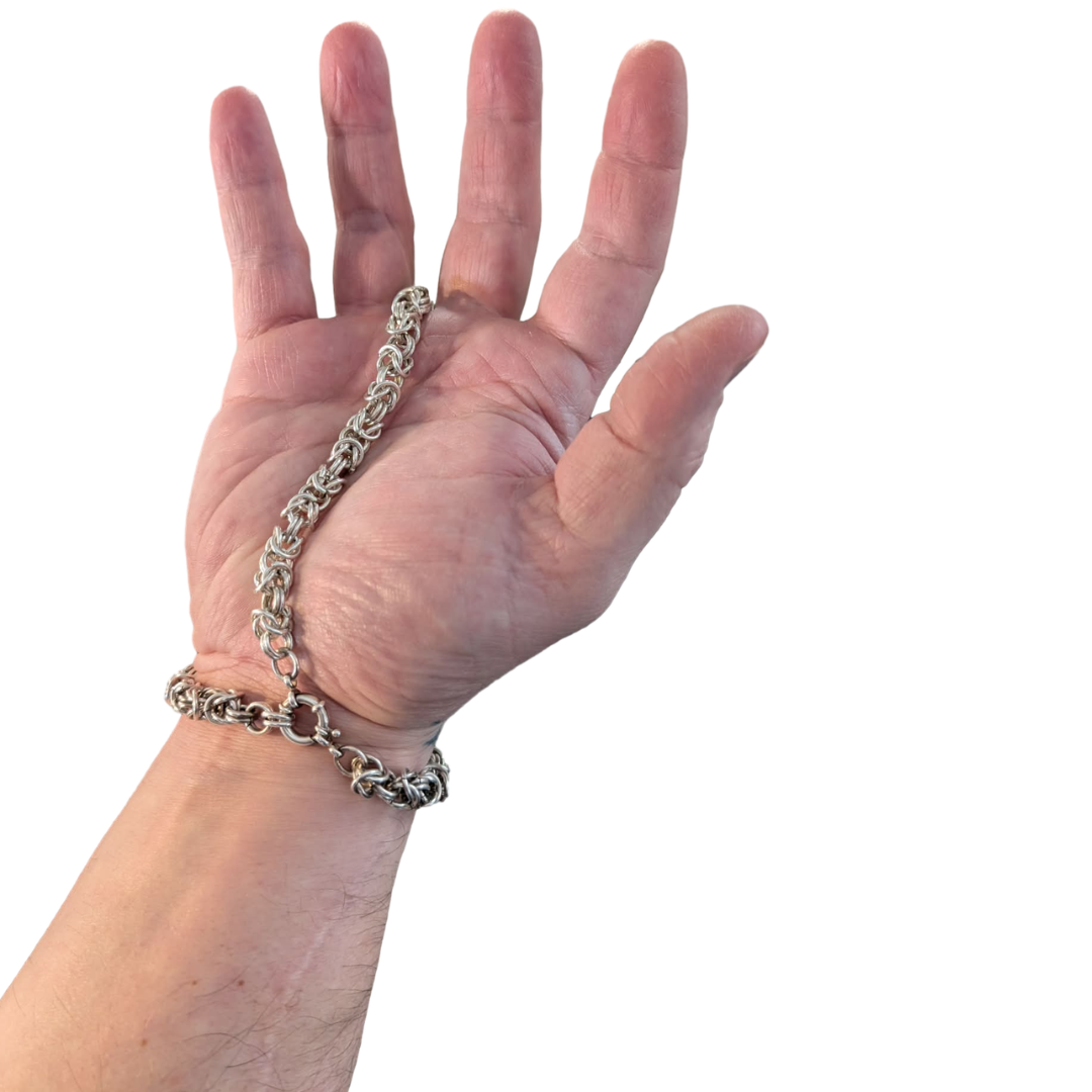 Handmade Byzantine Hand Chain in Gold, Silver & Platinum | Essence-Ciel