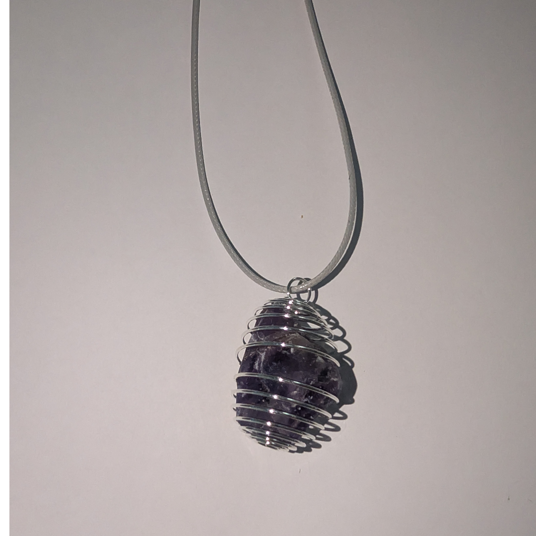 Handmade Chevron Amethyst Crystal Necklace & Keychain