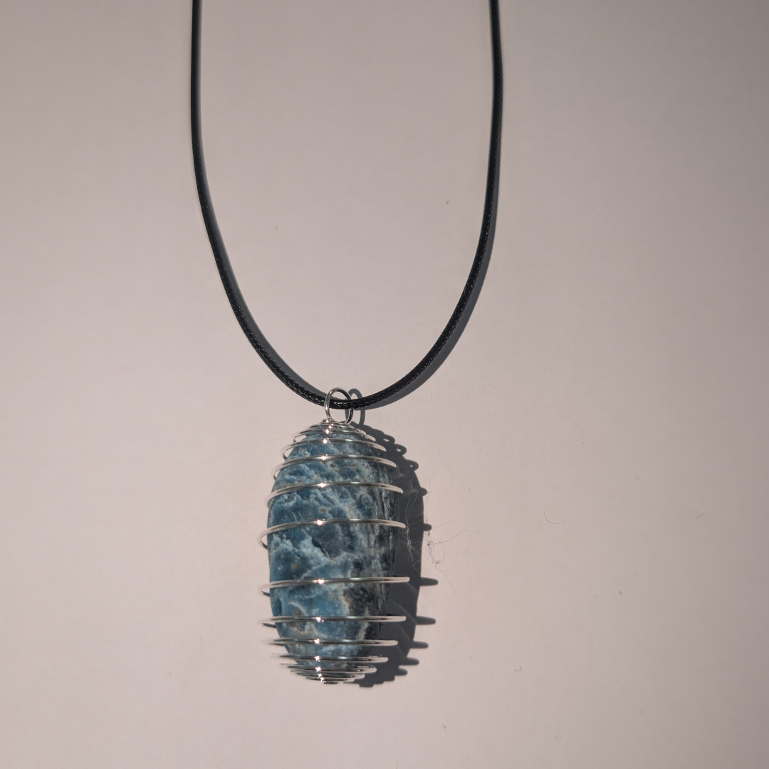 Handmade Blue Apatite Crystal Necklace