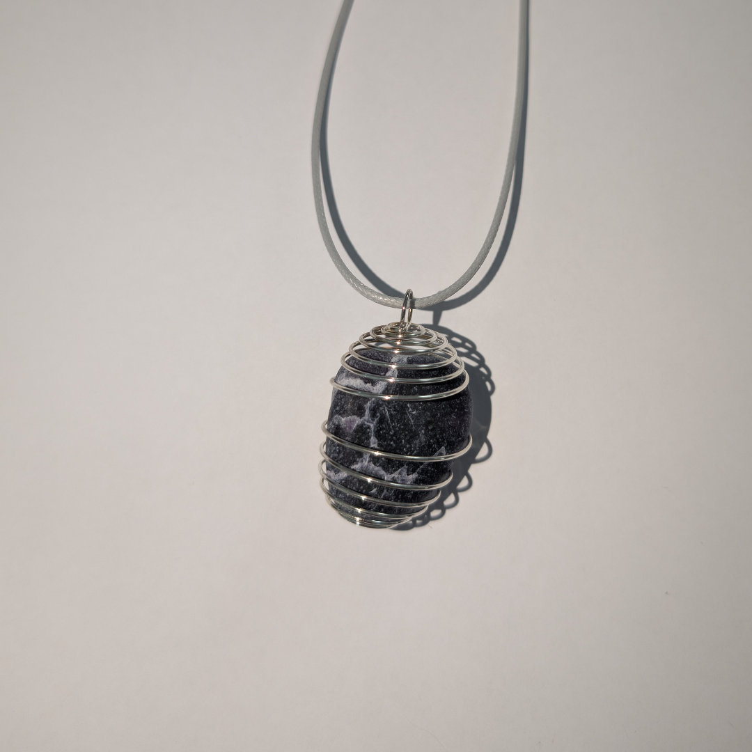 Handmade Chevron Amethyst Crystal Necklace & Keychain