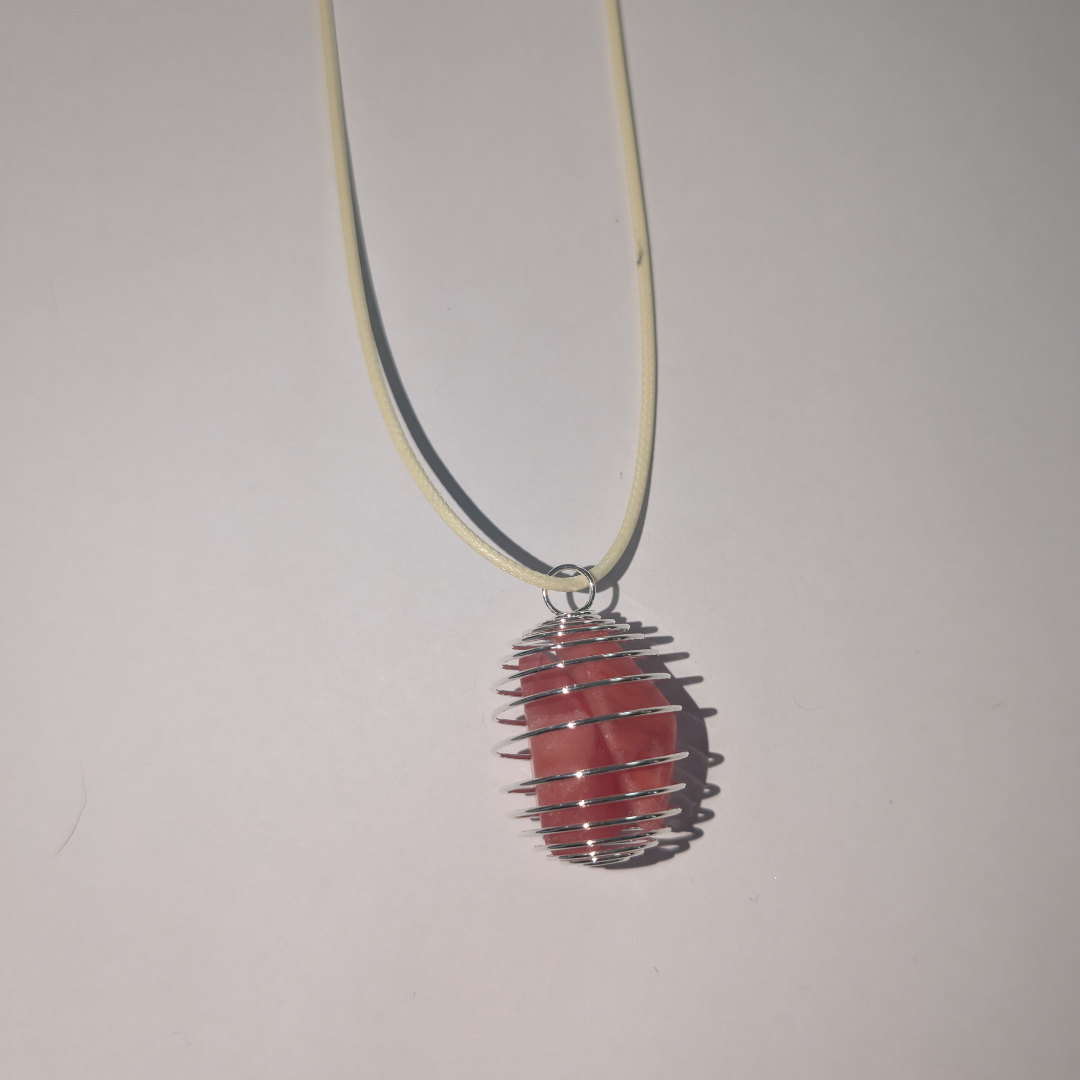 Handmade Strawberry Quartz Crystal Necklace