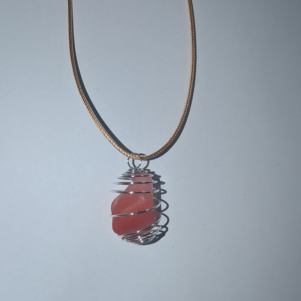 Handmade Strawberry Quartz Crystal Necklace