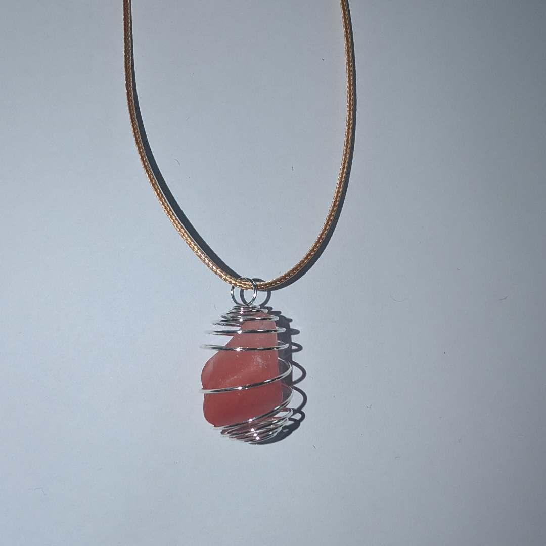 Handmade Strawberry Quartz Crystal Necklace