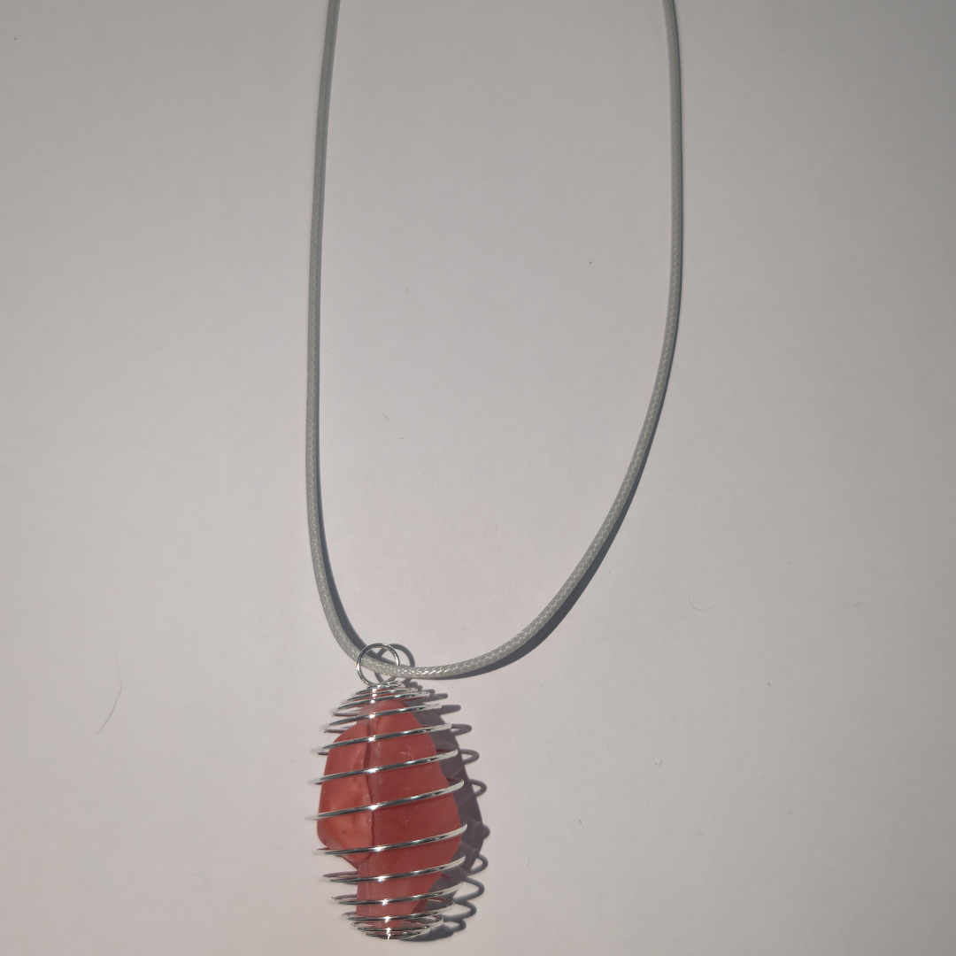 Handmade Strawberry Quartz Crystal Necklace