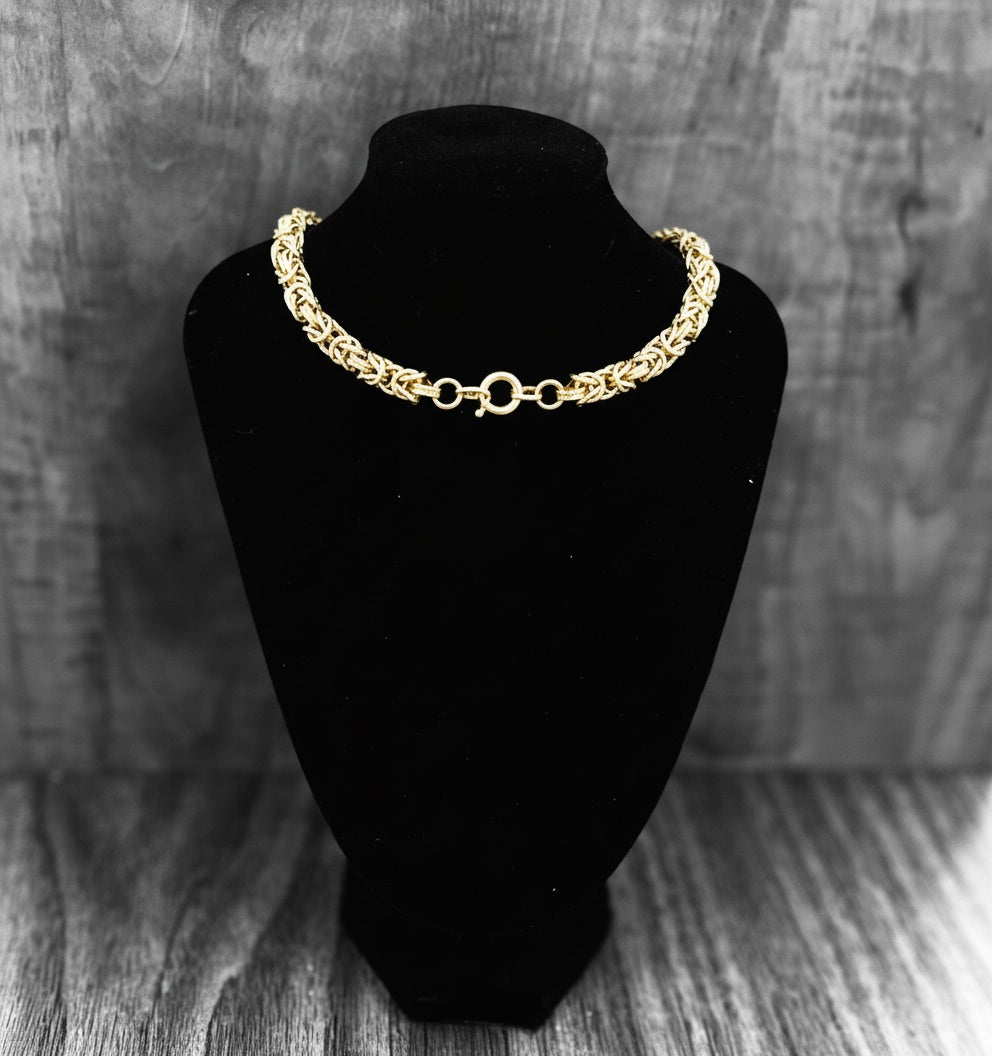 10K yellow gold Byzantine bracelet with custom clasp