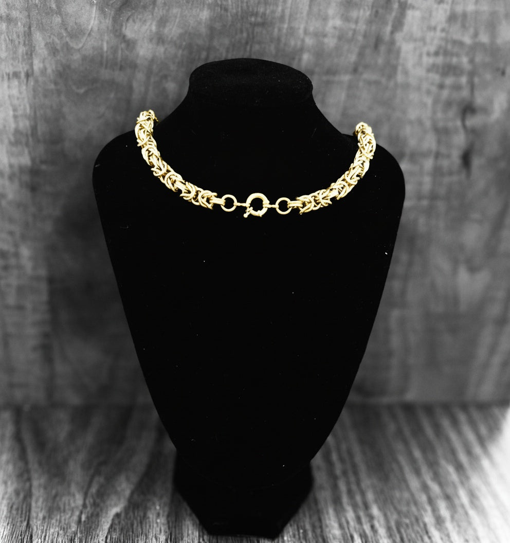 14K yellow gold Byzantine bracelet with custom clasp