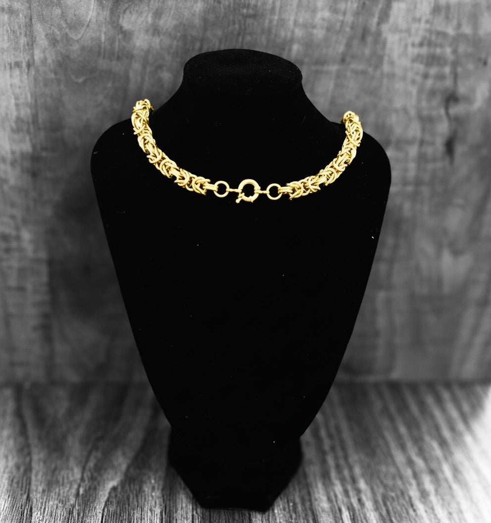 18K yellow gold Byzantine bracelet with custom clasp