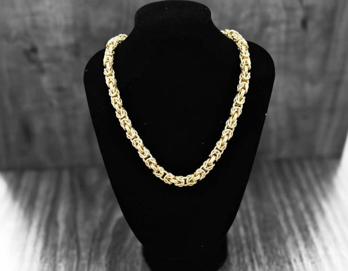 Byzantine chain in 10K yellow gold with custom clasp