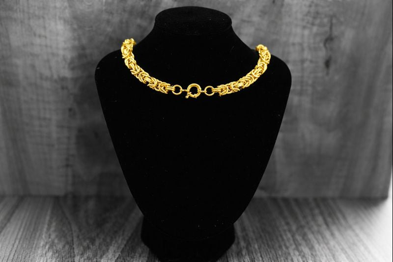 Bracelet byzantine artisanale en or, argent et platine | Essence-Ciel 